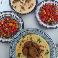 Falafel and hummus at Hamsa in Chefchaouen
