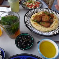 Falafel plate and Moroccan breakfast  at Hamsa in Chefchaouen