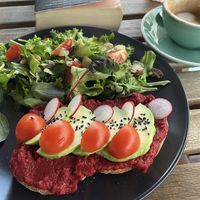 Exotic hummus toast was amazing and that was the best plant based capuccino I drunk in the Algarve area. Very chill and nice place to start your day.  at Sugar Rabbit Kaffé in Albufeira