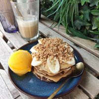 Peanut banana pancakes at Sugar Rabbit Kaffé in Albufeira