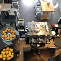 Italian coffee machine (soy and oat milk available) at Caffè Corretto in Oss
