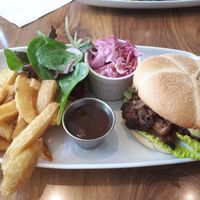 Vegan Cara-bean burger at Mama Fay's in Aberystwyth