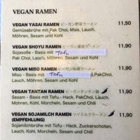 Menu  at Ramen X Ramen in Berlin