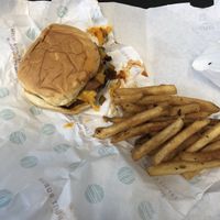 Bbq mushroom burger and fries at PLNT Burger in Silver Spring