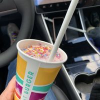 Strawberry oat milk shake  at PLNT Burger in Silver Spring