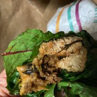 Chili n cheese link in Swiss chard! Yess! at PLNT Burger in Silver Spring