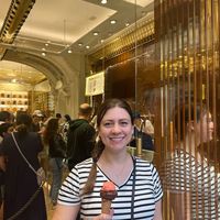 Me with strawberry and dark chocolate gelato 😊  at Venchi in Rome