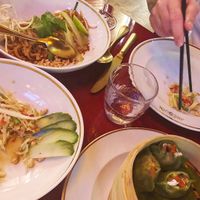 Pad Thai, Papaya Salad, Mushroom Dumplings  at JNcQUOI Asia in Lisbon