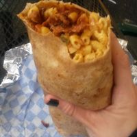 This enormous mac&cheese/bbq bean/veg meat wrap could take over the planet. at Homegrown Smoker Vegan Barbecue - Food Cart in Portland