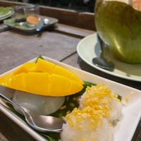 Sticky mango rice, fresh coconut  at Mr Green in Chiang Mai