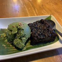Brownie with green tea ice creamm  at Mr Green in Chiang Mai