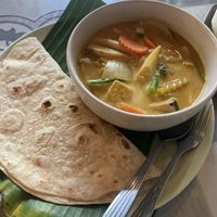Masaman curry with roti  at Mr Green in Chiang Mai