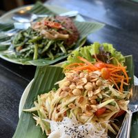 Papaya salad (front) at Mr Green in Chiang Mai