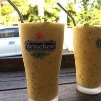 Mango, banana, passion fruit smoothie - so good! at Mr Green in Chiang Mai