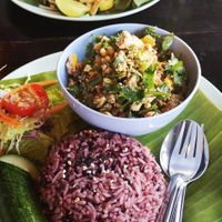 Pad Thai (up) and Larb at Mr Green in Chiang Mai