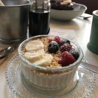 Coconut yogurt with red berries and vegan granola   at La Popote d'Ondine in Nice
