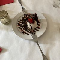 Chocolate pecan brownie and vegan ice cream  at Peña Pachamama in San Francisco