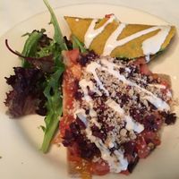 raw pizza and corn taco combo for lunch at Peña Pachamama in San Francisco