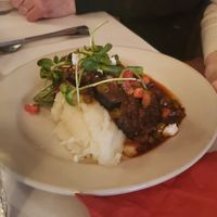 Chef's Special Plate - Organic mash potatoes Portobello with special Bolivian sauce, organic greens at Peña Pachamama in San Francisco