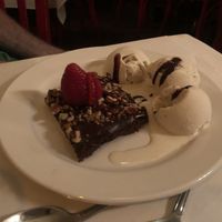 Brownie and ice cream  at Peña Pachamama in San Francisco