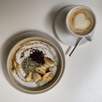 Chia pudding and cappuccino  at Federal Cafe in Barcelona