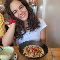 happy vegan at La Panetteria in Lima