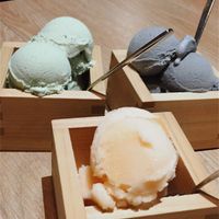 Green te, lemon, sesame ice cream  at Vatten Ramen in Amsterdam