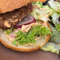 Vegan burguer with no chips 11€ at Café Federal in Madrid