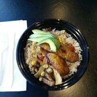 BBQ Tofu - rice, plantain, avocado! at One Love Vegetarian in Toronto