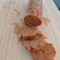 Chorizo at The Vegan Butcher's Choice in Brussels