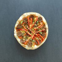 Chorizo (on selfmade pizza) at The Vegan Butcher's Choice in Brussels