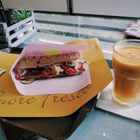 Creative kraut sandwich and a fresh juice at Cuore Fresco in Catania