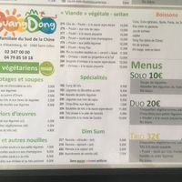 menu végétarien  at Guang Dong in Brussels