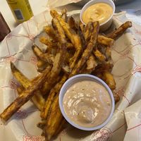 Sweet potato fries with house dressing at Lily's Burger - Nytorget in Stockholm