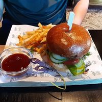 Vegan burger at Café Europa in Oslo