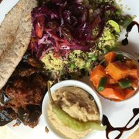 Vegan Aubergine mezze at F.east in Ilminster