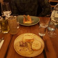 Hummus & a pastry parcel at Napfényes Restaurant & Confectionery in Budapest