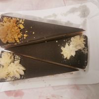 Raw "Tùró Rudi" ("cottage cheese" and chocolate) cake, raw peanut cake at Napfényes Restaurant & Confectionery in Budapest