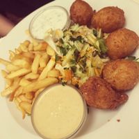 Falafel and chips at Napfényes Restaurant & Confectionery in Budapest