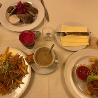 Fried cheese and seitan at Napfényes Restaurant & Confectionery in Budapest