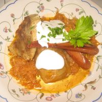 Stuffed cabbage leaf at Napfényes Restaurant & Confectionery in Budapest