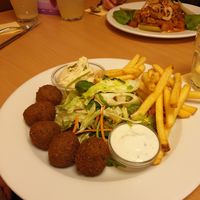 Falafel & fries at Napfényes Restaurant & Confectionery in Budapest