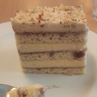 Vanilla-jam sponge cake at Napfényes Restaurant & Confectionery in Budapest