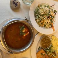 Gulasch (big), vitamin salad and dish of the day  at Napfényes Restaurant & Confectionery in Budapest