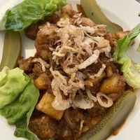 Gluten based meat substitute    at Napfényes Restaurant & Confectionery in Budapest