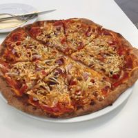 Hungarian pizza at Napfényes Restaurant & Confectionery in Budapest