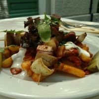 Vegan skewers at Napfényes Restaurant & Confectionery in Budapest