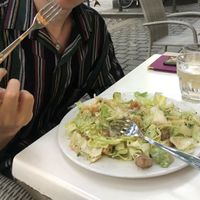 Enjoying the delicious Caesar salad 🥗  at Napfényes Restaurant & Confectionery in Budapest