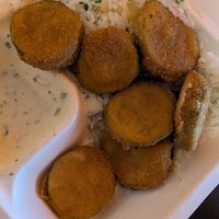 Fried zucchini didn't make the delivery well, but was still delicious at Napfényes Restaurant & Confectionery in Budapest