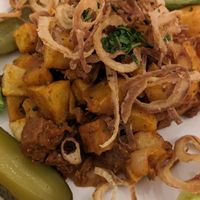 Seitan and ratatouille at Napfényes Restaurant & Confectionery in Budapest